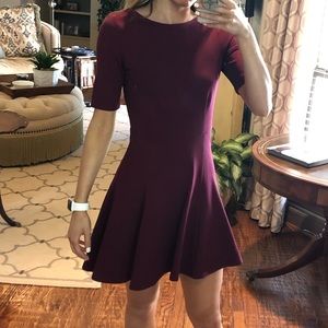 NWOT maroon fit and flare skater dress